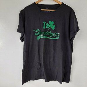 St Patrick's Day Shamrock Shenanigans Adult Unisex T-shirt Black Green 2XL
